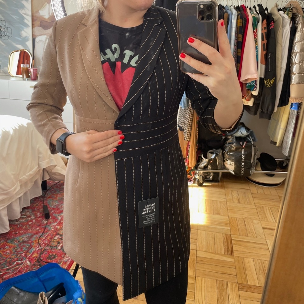 NWT Pinstriped Statement Coat